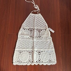 Hollister Crochet-Style Halter Cover Up Mini Dress Size XS NWT